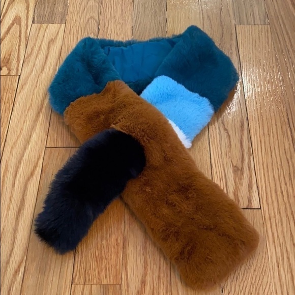 Jo & Mr. Joe Faux-Fur Color-Block Scarf - Picture 1 of 6